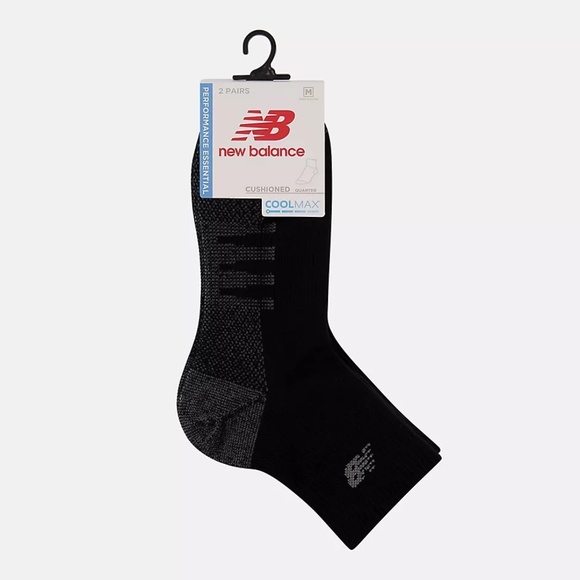 New Balance Coolmax Quarter Socks 2 Pack (Black) NWT - Picture 2 of 6